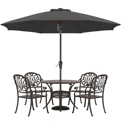 ABCCANOPY Sonnenschirm wasserdicht UV50+ mit Kurbel, Dunkel Grau 270cm