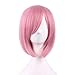 Short Pink Bob Wigs Straight Wig for Women Girls with Bangs 11 Inch BU029PK