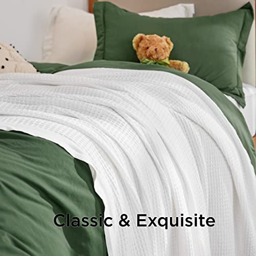 BEDSURE 100 Cotton Blankets Twin XL Size for Bed 405GSM Waffle Weave