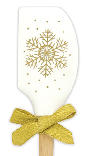 Brownlow Gifts Silicone Spatula With Wooden Handle, Gold Snowflake