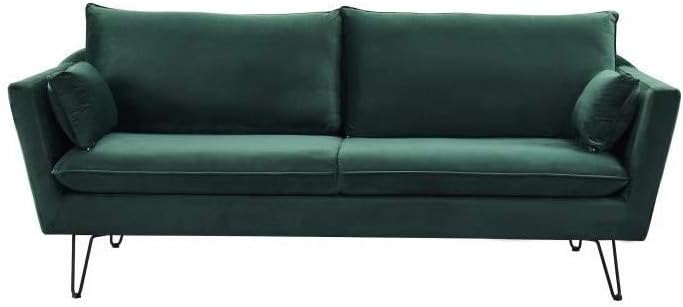 Arthur Canape Droit Fixe 4 Places Velours Vert Vintage L 221