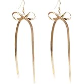 Doubnine BowKnot Earrings Gold Ribbon Stud Golden Bow Cute Christmas Wedding Jewelry for Women