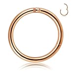 Thunaraz 316L Surgical Steel Nose Hoop Ring Septum Clicker Ring Hinged Clicker Seamless Segment Helix Daith Cartilage Lip Piercing Rose Gold