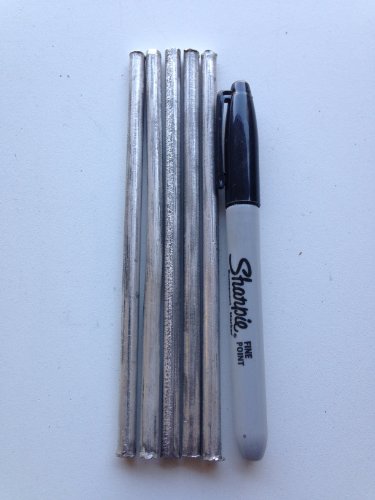 Magnesium Metal Rods 99.95%, 5 pieces, 6.5mm x 152mm (1/4