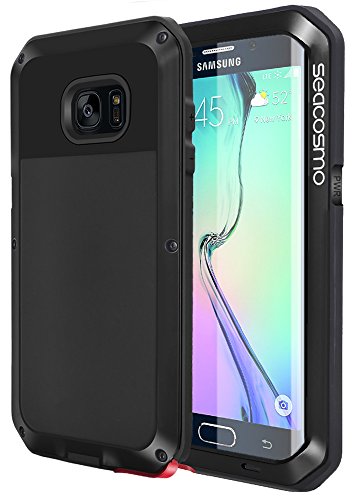 Galaxy S6 Edge Case, Seacosmo Military Rugged Heavy Duty Aluminum Shockproof Dual Layer Bumper Cover for Samsung Galaxy S6 Edge, Black