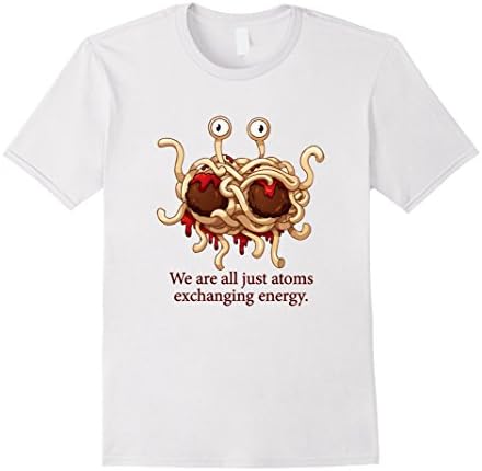 Men's FSM Flying Spaghetti Monster Pastafarian Atomic Energy Shirt XL White