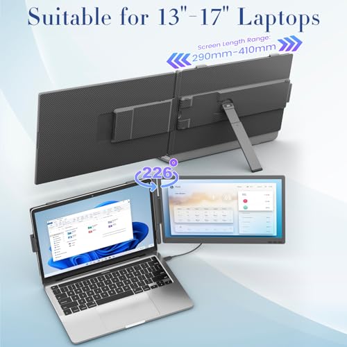 Teamgee 14 Inch Laptop Screen Extender, 1080P FHD Laptop Monitor Extender, Portable Monitor for Laptops 13-17.3" with USB-C/HDMI Port, Plug & Play for Windows/Mac/Android/Switch/PS5