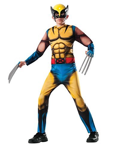 Wolverine Costume, Kids Marvel Comics Muscle X-Men Outfit, Large, Age 8 - 10 years, HEIGHT 4' 8 - 5' 0 by Wolverine