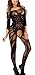 Freemale Womens Sexy Black Fishnet Lingerie Bodysuits Crotchless Bodystockings Babydoll (Black)