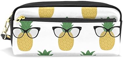 Sunlome Students PU Leather Cute Sunglass Pineapple Stationary Pencil Case Pen Bag Pouch Makeup Cosmetic Bag
