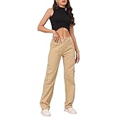 THWEI Cargo Pants for Women High Waisted Casual Pants Y2K Streetwear with 6 Pockets