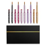 Lip Brush Set, FITDON Retractable Lip Brush with Cover Travel for Lipstick Gloss Applicator, Made with Cruelty Free Synthetic Bristles 10PCS (Pattern)