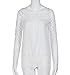 PHOTNO Fashion lace chiffon blouse long sleeve shirt women loose cotton tops t shirts S-XXXXXL (M, White)