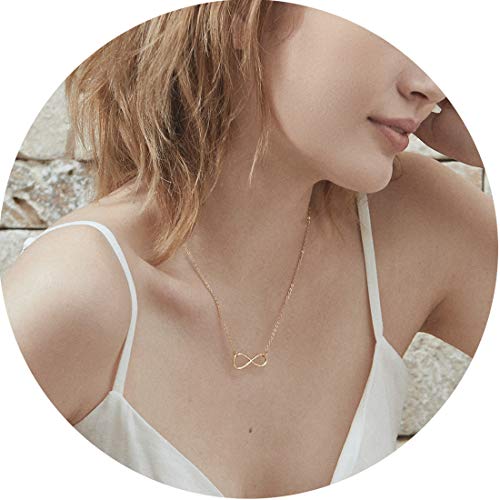 Charm Pendant Necklace, 14K Gold Plated Dainty Chain Necklace Infinity Lovely Knot Necklaces for Women