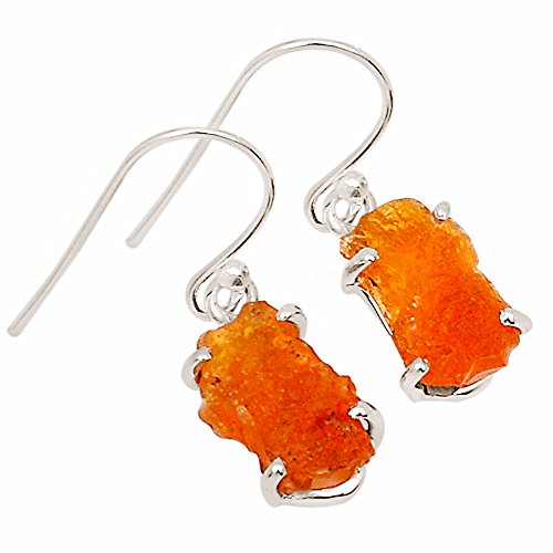 Xtremegems Mexican Fire Opal Rough 925 Sterling Silver Earrings 1 1/8" 14702E