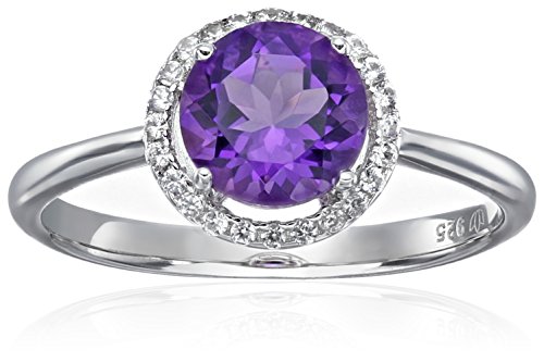 Sterling silver african amethyst and natural white zirc…