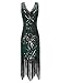 Metme Women's 1920s V Neck Beaded Fringed Gatsby Theme Flapper Dress for Prom,Green,Large