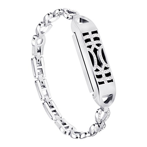 NAHAI Compatible Fitbit Flex 2 Bands Bracelet, Adjustable Replacement Metal Bangle Newest Unique Magnetic Adsorption Switch Design Wristband with Diamond for Fitbit Flex 2