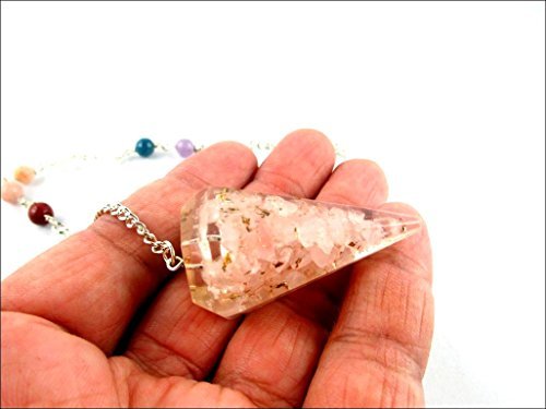 Jet Exquisite Rose Quartz Orgone Pendulum 2 inch Jet International Crystal Therapy Healing Power Peace Prosperity Divine Gemstone