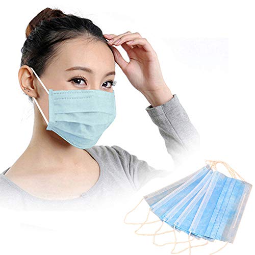 50pcs Surgical Disposable Face Mask,Three Layer Face Dust Earloop, Medical Mouth Flu Mask, Blocking Dust Air Pollution Flu Protection, Breathable and Comfortable, Daily Cold Protectio (Sky Blue) - Thumbnail 2