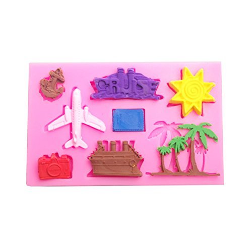 Romote Moule A Gateau En Silicone Moule A Chocolat Fondant Decoration De Gateaux Pour Enfants En Avion De Noix De Coco Arbre Soleil Villa Forme Patisserie Moules A Patisserie