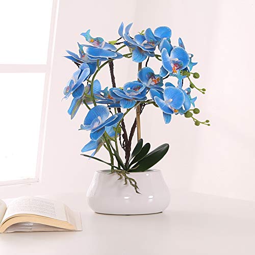 KINBEDY Artificial Bonsai Silk Orchids Phalaenopsis with Vase Home Office Decoration Party Decor