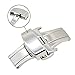 ZLIMSN Stainless Steel Butterfly Deployment Buckle Double Push Spring Bar Deployment Fashion Watch Band Clasp Color & Width Silver Rose Gold Golden Black (24mm, Silver)