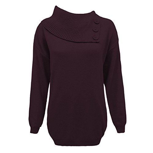 LADIES WOMENS KNITTED POLO NECK PULLOVER SWEATER 3 BUTTONS JUMPER TOP PLUS SIZES: Amazon.co.uk 