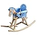 Teamson Kids - Safari Wooden Rocking Horse with Removeable Safety Surrond Pad for Toddlers - Natural / Blue