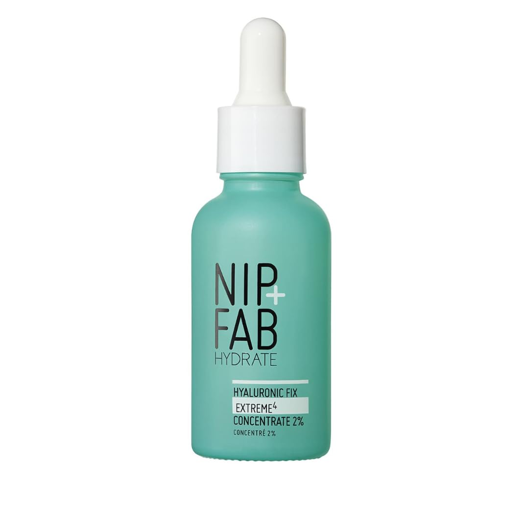 Nip+Fab Hyaluronic Acid Fix Extreme 4, 2 percent Concentrate, Daily Concentrated Drops for Face, Quick Drying Serum for Hydration, Dewy, Visibly Plumped Skin