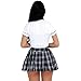 FEESHOW Women School Girls Uniform Set Cosplay Costume Tie Top shirt with Plaid Skirt Navy Blue XX-Large