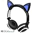 LM Glowing Cat Ear Headphones, Gifts For Her Over-Ear Foldable Headsets Kids Cosplay DJ Fancy Gaming Earphone for iPhone, Android Mobile Phone, PC, Macbook