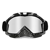 Dmeixs Motorcycle Goggles Dirt Bike Goggles Grip For Helmet Anti UV Windproof Dustproof Anti Fog Glasses for ATV Off Road Racing with Cool Look Headwear Silver Lens 2 in 1