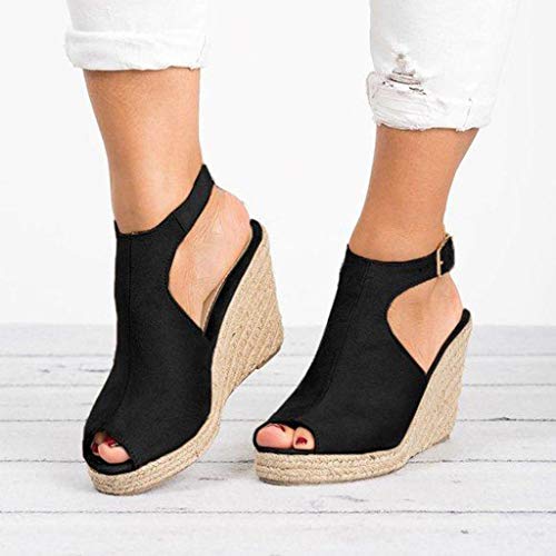 image for Cenglings Wedges Sandals,Women's Fish Mouth Espadrilles Slingback Plat