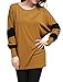 Allegra K Women's Contrast Color Round Neck Draped Long Sleeve Batwing Dolman Tunic Tops Medium Brown