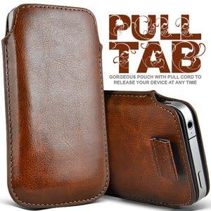 Gadgets World Brown Pull Tab Pu Leather Case Cover Only Fits Samsung I8530 Galaxy Beam