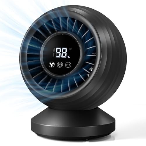 Quiet Table Fan 22dB, Powerful Turbo Air Circulation Fan with LCD Display, 120° Oscillation, 8 Speeds, Desk Fan for Office, Bedroom and Kitchen, Black