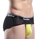 Binmer(TM)Mens Sexy Breathe Underwear Briefs Bulge Pouch Shorts Triangle Underpants (M, yellow)