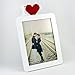 5x7 Wooden Photo Frame in White with I Heart in Red, I Love You, Contemporary Shabby Chic, Perfect for Valentine's Day, Mother's Day or Anniversary, Picture Size 5x7 (I Heart 5 x 7)