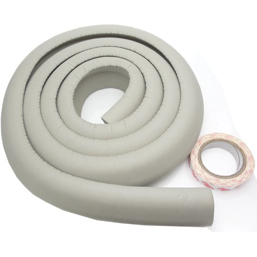 AKORD 2 Metre Grey Edge Protector, Foam Corner & Edge Guard for Baby Proofing Furniture, Tables, and TV Cabinets – Child Safety Bumper Strip for Sharp Edges