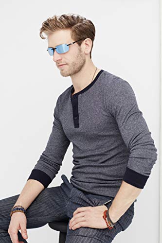 Revo Polarized Sunglasses Descend XL Rectangle Frame 65 mm, Black Frame, Blue Water