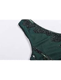 Vestido de mujer Gatsby de los años 20, cuello en V, con lentejuelas, con flecos, para cóctel