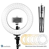 LimoStudio 14-inch Diameter LED Ring Light, Continuous Lighting Kit, 5500K, Good for Beauty Facial Shoot, Light Stand Tripod, Cell Phone Spring Clip Holder, Photo Studio, AGG2028V4