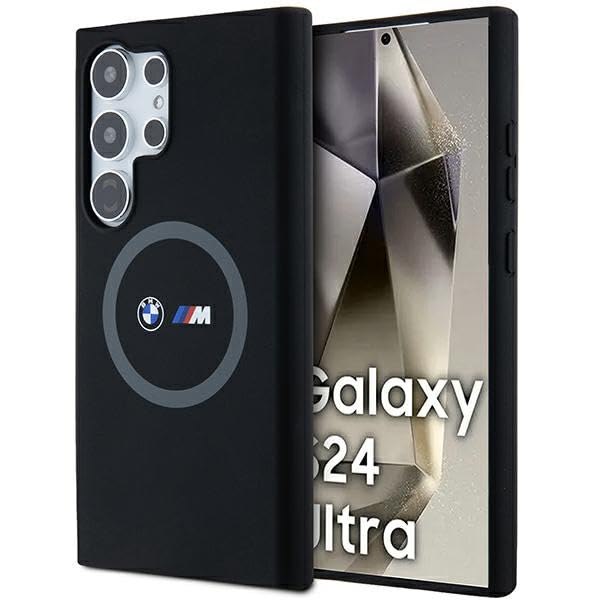 CG MOBILE BMW BMHMS24L23SROK Case for S24 Ultra S928 Black Hard Case M Silicone Printed Ring