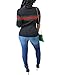 Women's Casual Ribbed Ribbon Stripe Patchwork Half Sleeve T-Shirt Tops Black XL