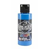 Createx Wicked Colors W028 Fluorescent Blue 2oz. water-based universal airbrush paint. by SprayGunner