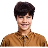 Edivd Child Boys Brown Wig Kid Short Brown Wavy Curly Wig Heat Resistant Synthetic Wigs with Cap