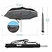 Veckle Reverse Umbrella, Reflective Piping Double Layer LED Car Reverse Folding Umbrella Windproof and UV Protection Hands Free Functional Straight Inverted Umbrella with Carrying Case, Grey
