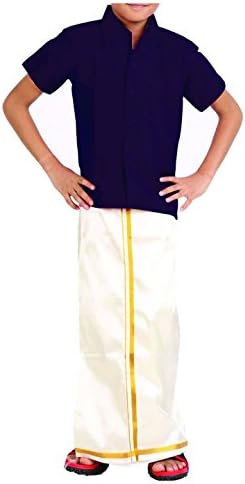 VINAB Cotton Shirt and Dhoti Set for Kids/Boys Velcro Hip Closure Dhoties(1 Ethinic wear Set)