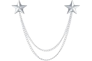 MXUHUI Men's Double Star Chain Tassel Suit Hanging Chain Collar Pins Brooch Lapel pin